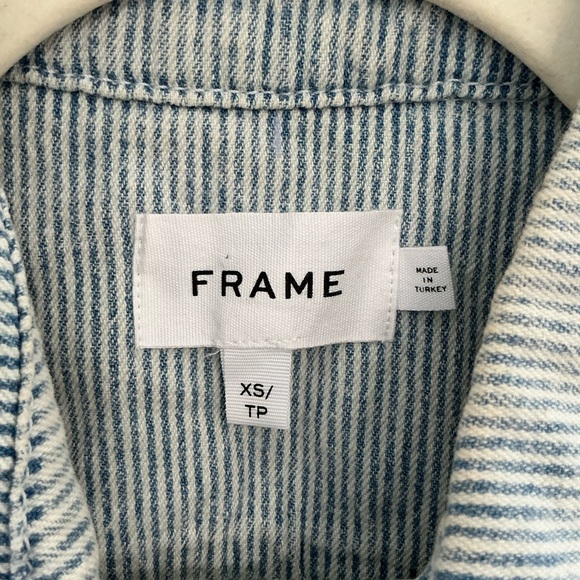 Frame Bleached Stripe Denim Casual Button Down Long Sleeve Shirt - Picture 2 of 4